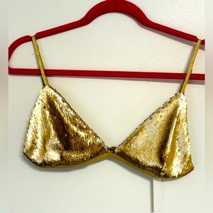 Olivaceous Gold Sequin Bralette Large NEW WITH TAGS!!